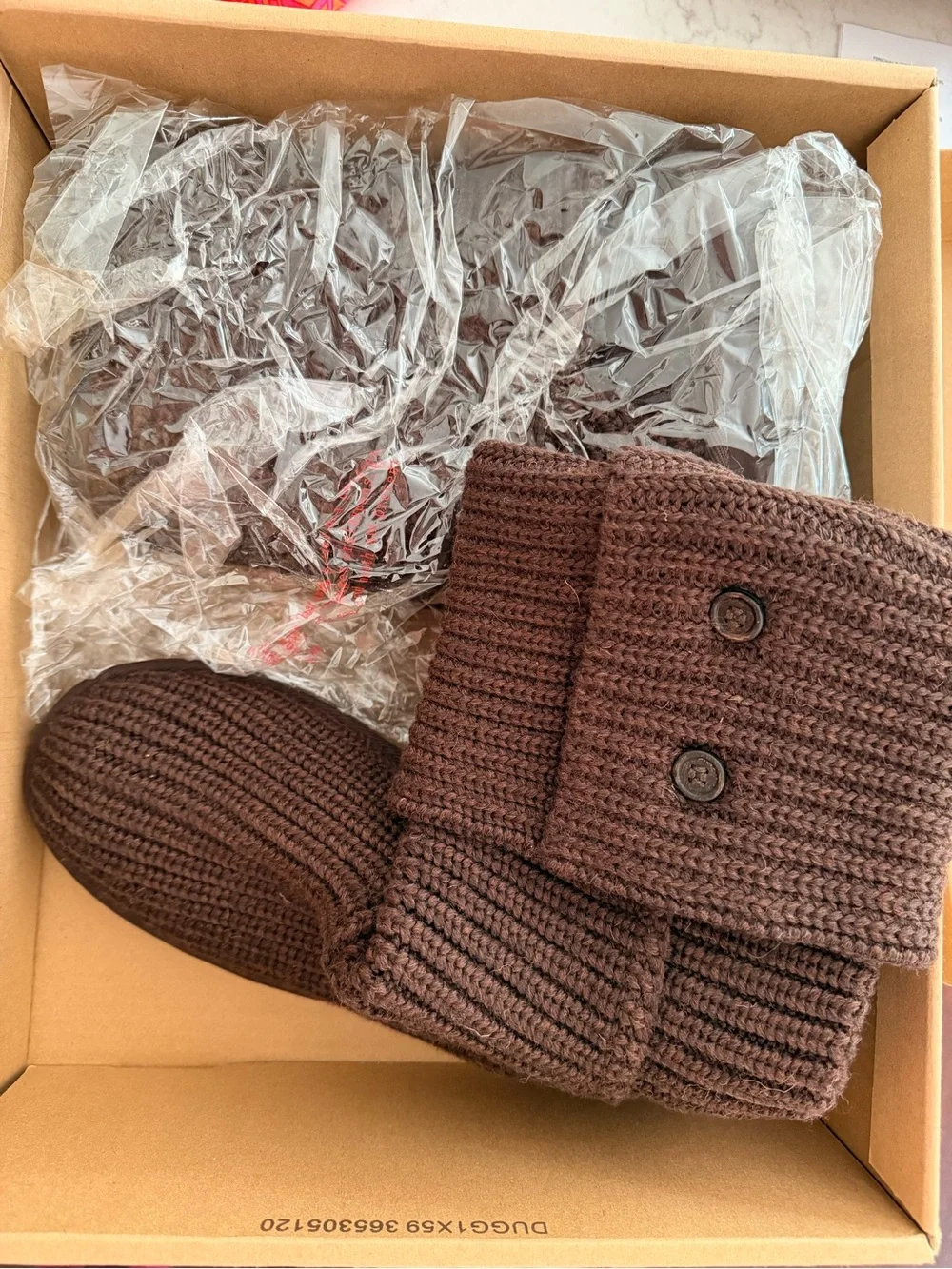 UGG Women's Brown Knit Fold-Over Winter Boots